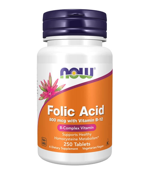 NOW FOODS | FOLIC ACID 800 MCG WITH VITAMIN B-12 B-COMPLEX VITAMIN TABLETS